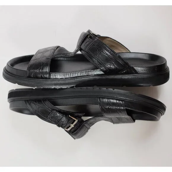 Dior Homme sandals shoes 43 US 10  black alligator crocodile CD buckle slides - Picture 9 of 11